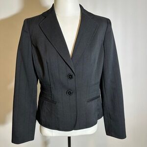 Jones Wear Suit Black Striped 2 Button Blazer Suit Jacket Career Womens Size 8